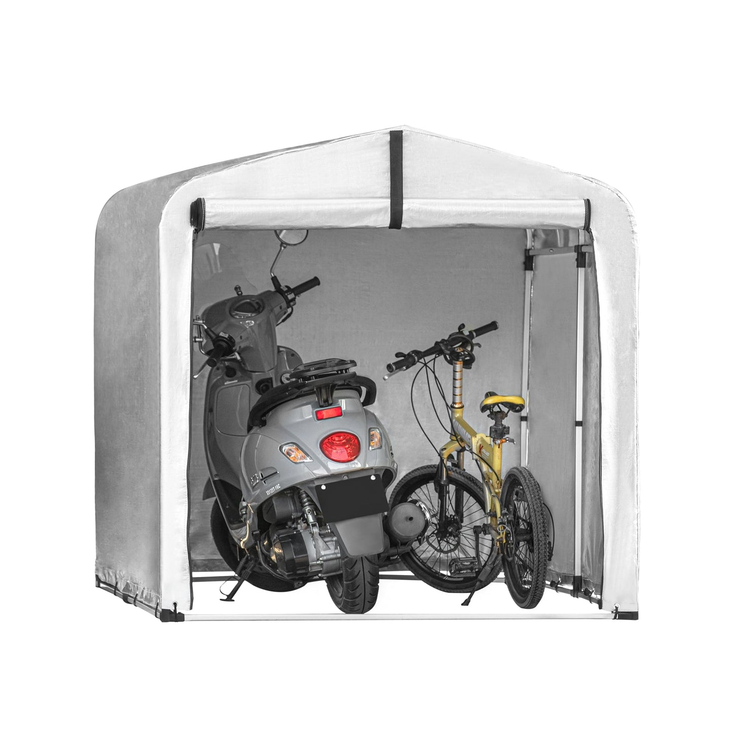 SoBuy Folienzelt - 159 x 165 x 219 cm - Multifunktionales Vordach, Fahrradgarage und Gartenaufbewahrung - Grau