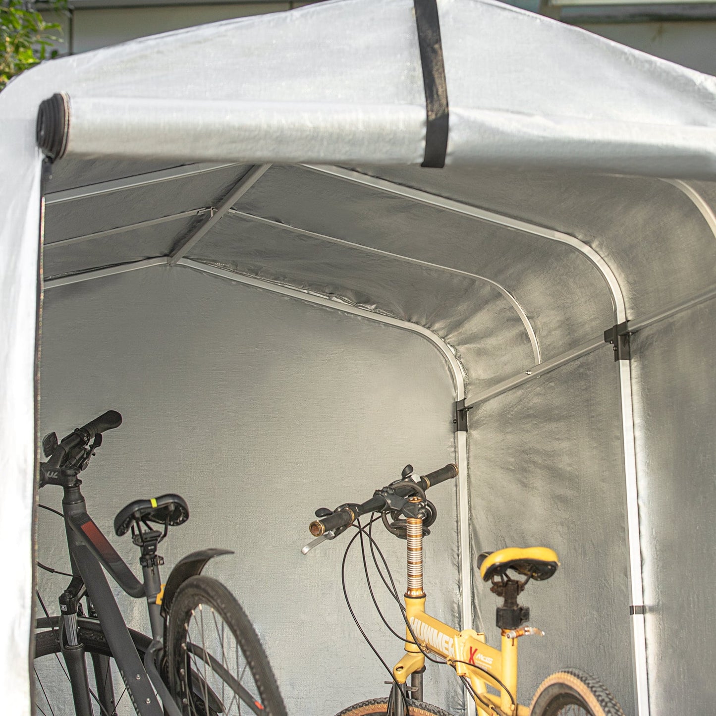 SoBuy Folienzelt - 159 x 165 x 219 cm - Multifunktionales Vordach, Fahrradgarage und Gartenaufbewahrung - Grau