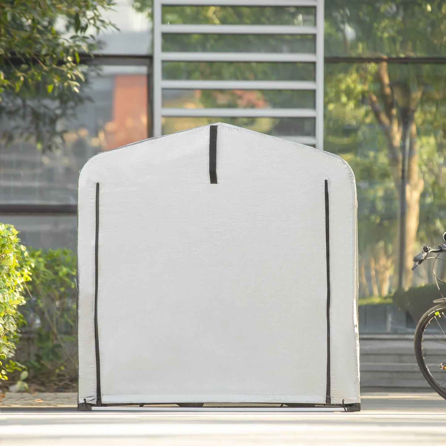 SoBuy Folienzelt - 159 x 165 x 219 cm - Multifunktionales Vordach, Fahrradgarage und Gartenaufbewahrung - Grau