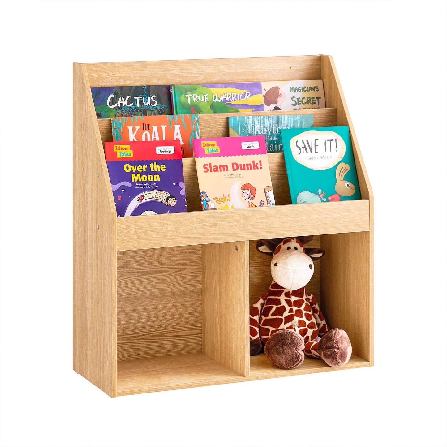 SoBuy KMB01-N Kinderbuchregal Holz - 73x30x80 cm - 3 Regale und 2 offene Fächer
