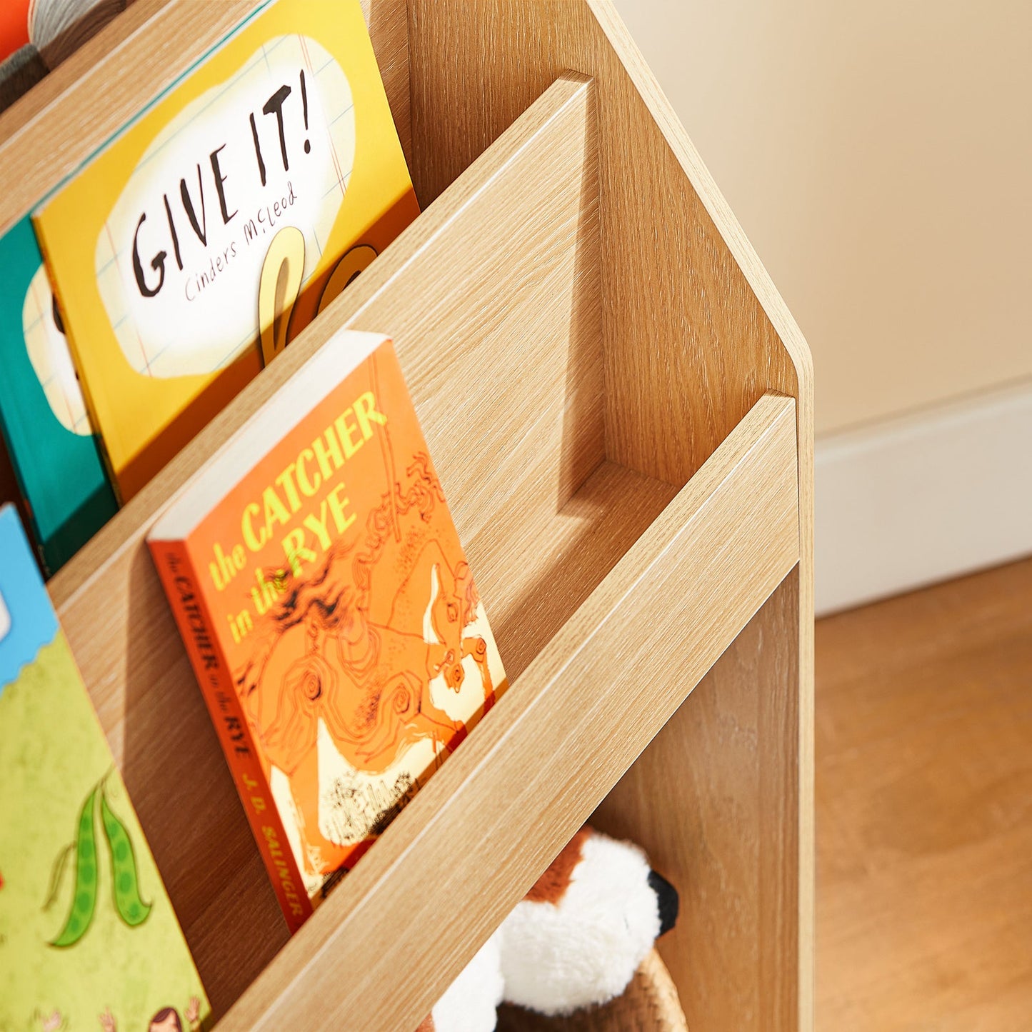 SoBuy KMB01-N Kinderbuchregal Holz - 73x30x80 cm - 3 Regale und 2 offene Fächer