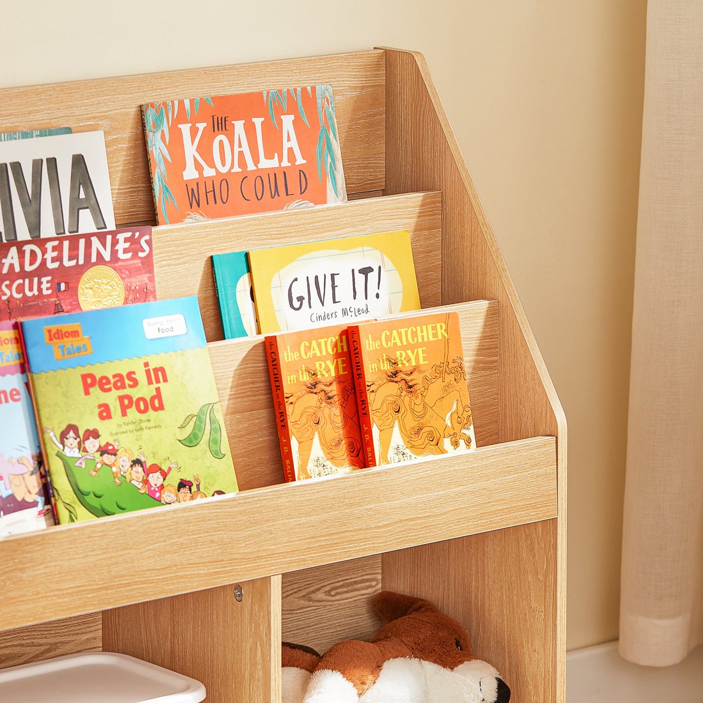 SoBuy KMB01-N Kinderbuchregal Holz - 73x30x80 cm - 3 Regale und 2 offene Fächer