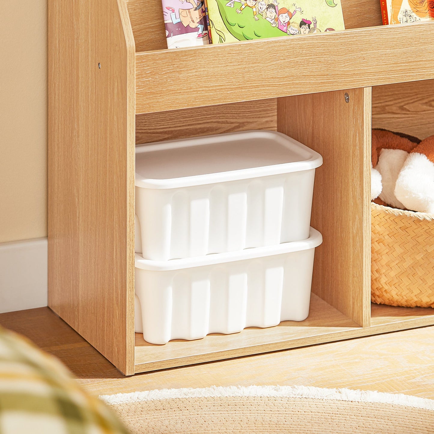 SoBuy KMB01-N Kinderbuchregal Holz - 73x30x80 cm - 3 Regale und 2 offene Fächer