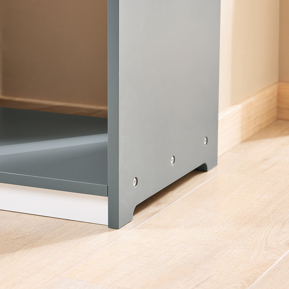 SoBuy KMB40-HG Kindergarderobe 97x35x108 cm Grau - Kindergarderobe mit 3 Haken, Einlegeböden und Korb