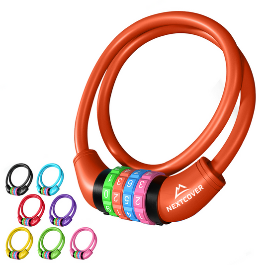 NEXTCOVER® Kinderfahrradschloss mit 4-stelligem Zahlencode I Kinderfahrradschloss - Ideal für Roller, Fahrräder & mehr I Kombinationsschloss Fahrrad mit bunten Zahlen - Rollerschloss Extra robust & sicher