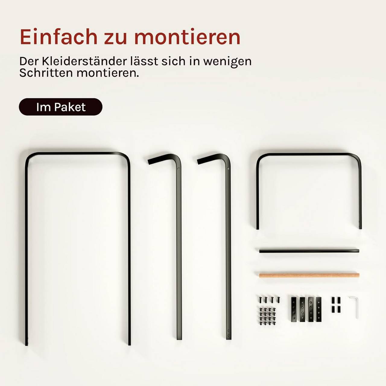 Woltu L-förmiger Kleiderständer – Freistehender Kleiderständer – Schwarzes Metall – 40 x 40 x 140 cm