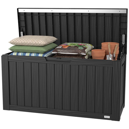 LifeGoods Cushion Box S - 300L - Kunststoff - Wetterfest & Deluxe Gasfeder - Schwarz