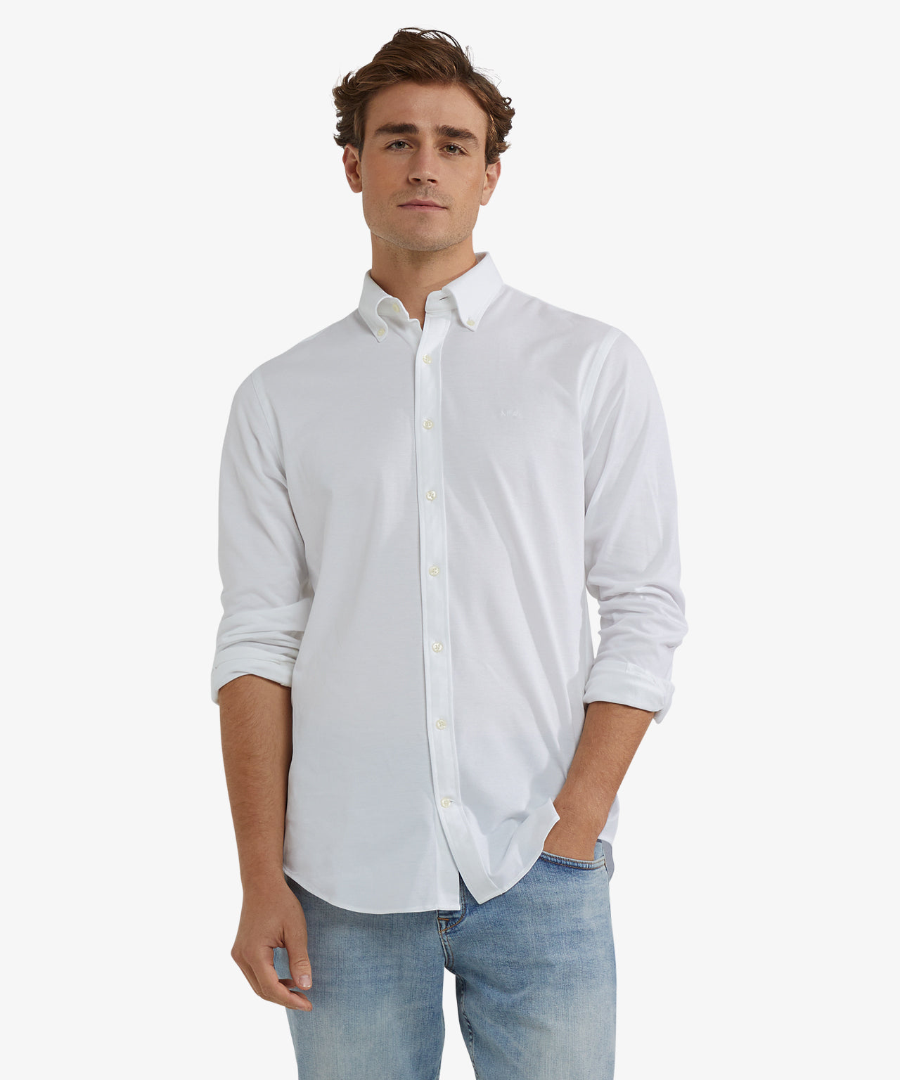 McGregor - Stretch Piqué Hemd - Regular Fit & Bequem - Weiß - Größe S