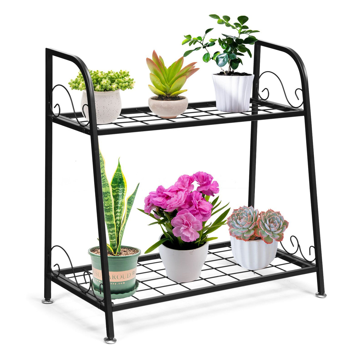 Coast Metall-Pflanzenständer - 2 Etagen - 63 x 30,5 x 61,5 cm - Schwarz