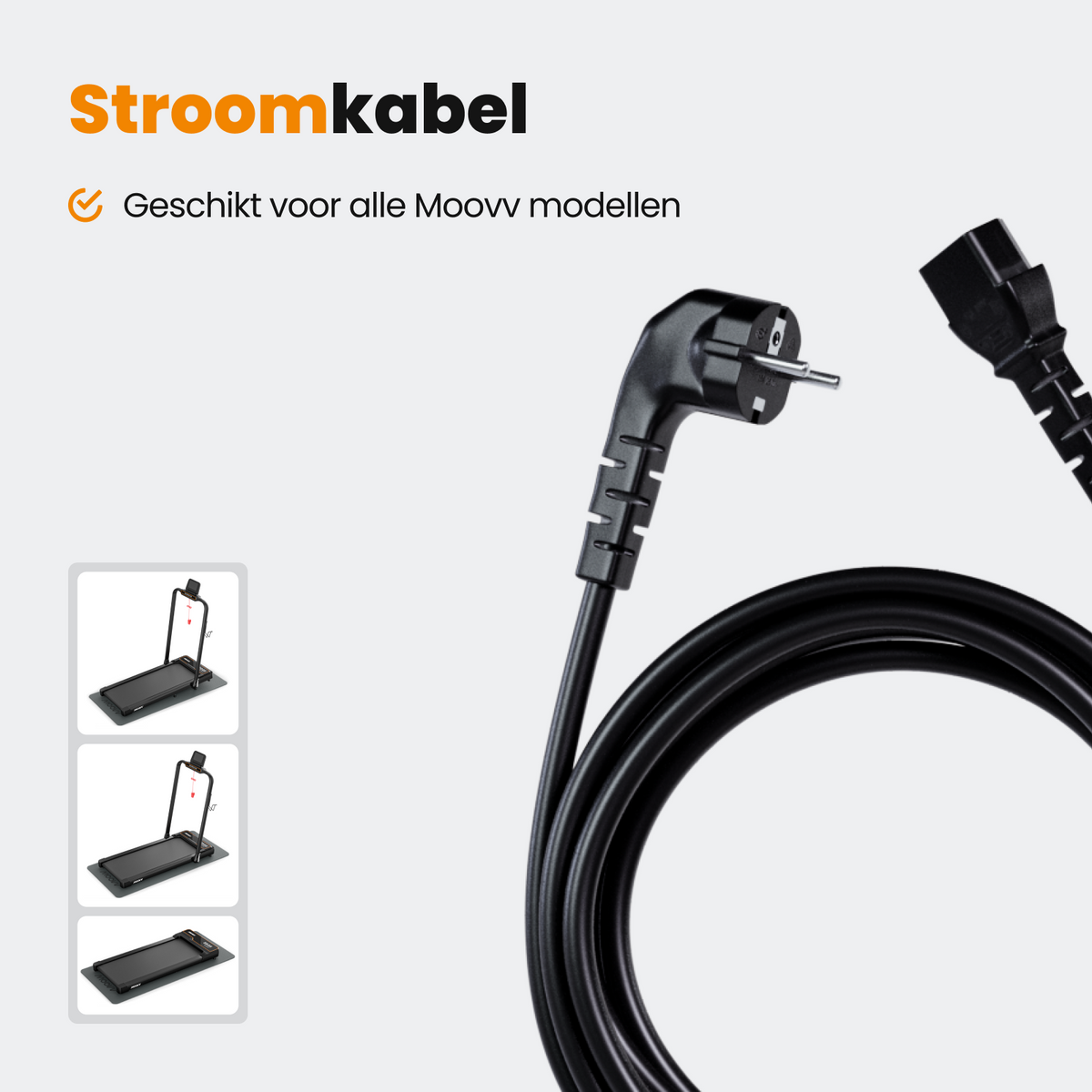 Moovv Stromkabel - 3 Meter - Reines Kupferkabel - Universal für Moovv Laufbänder
