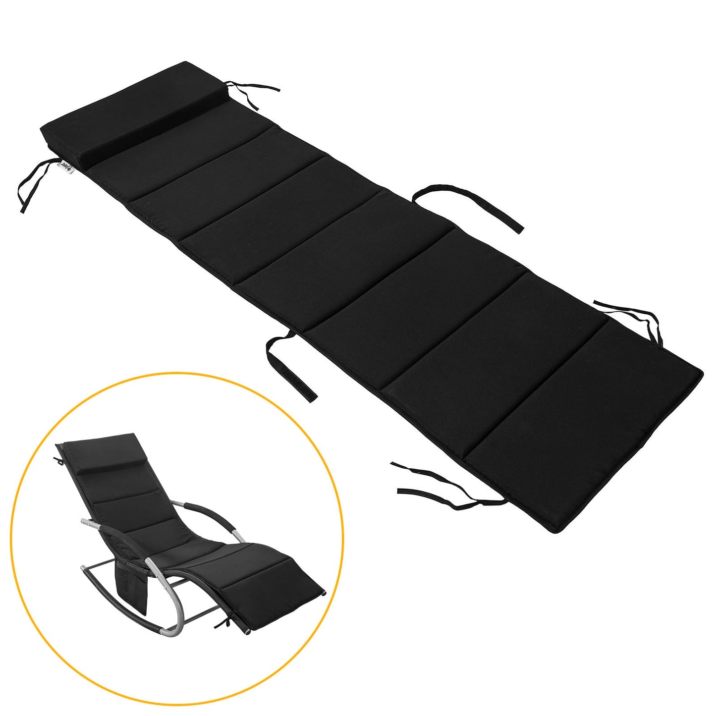 Sobuy Schaukelstuhl OGS28 - ergonomische Liege - 143×57×85 cm - schwarz