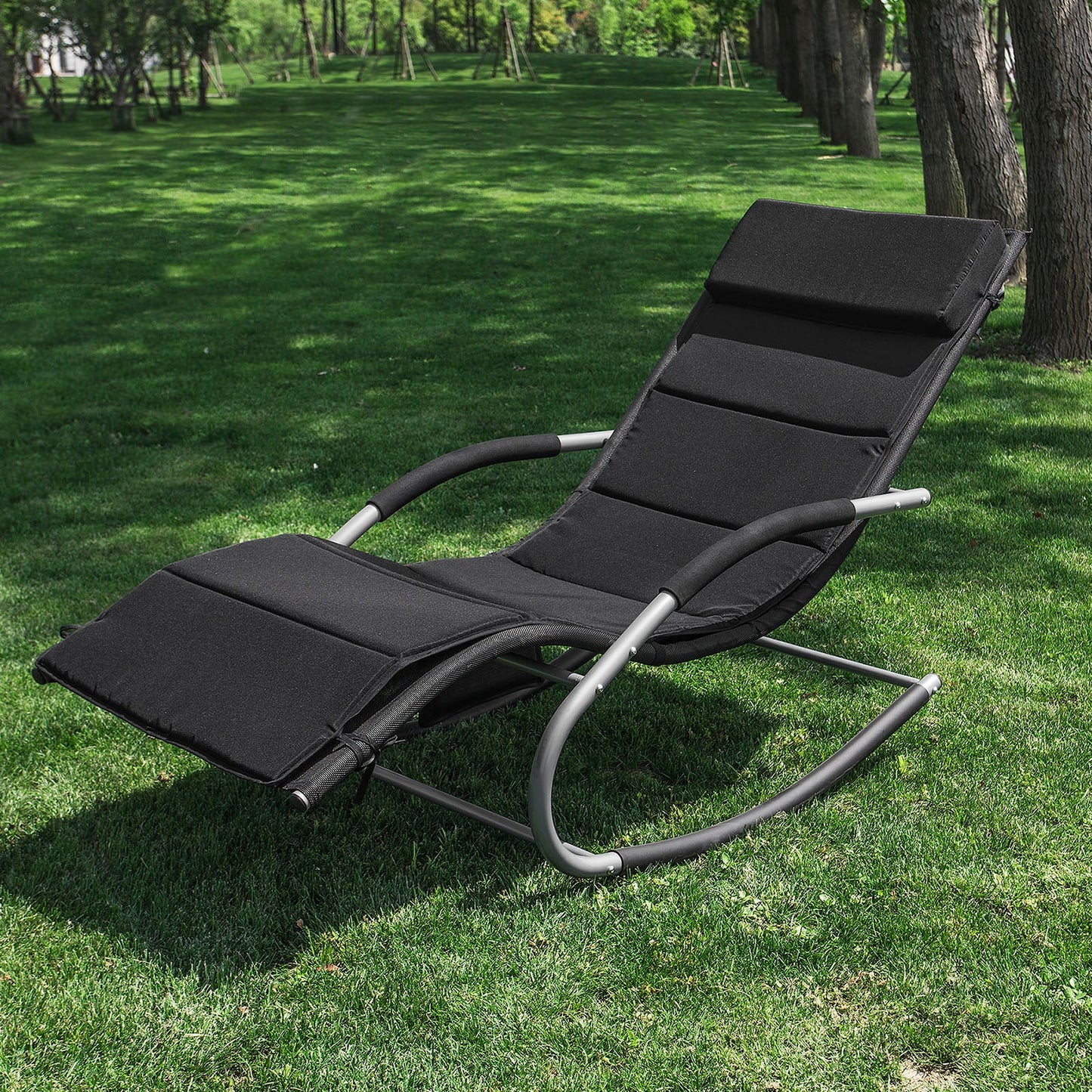 Sobuy Schaukelstuhl OGS28 - ergonomische Liege - 143×57×85 cm - schwarz