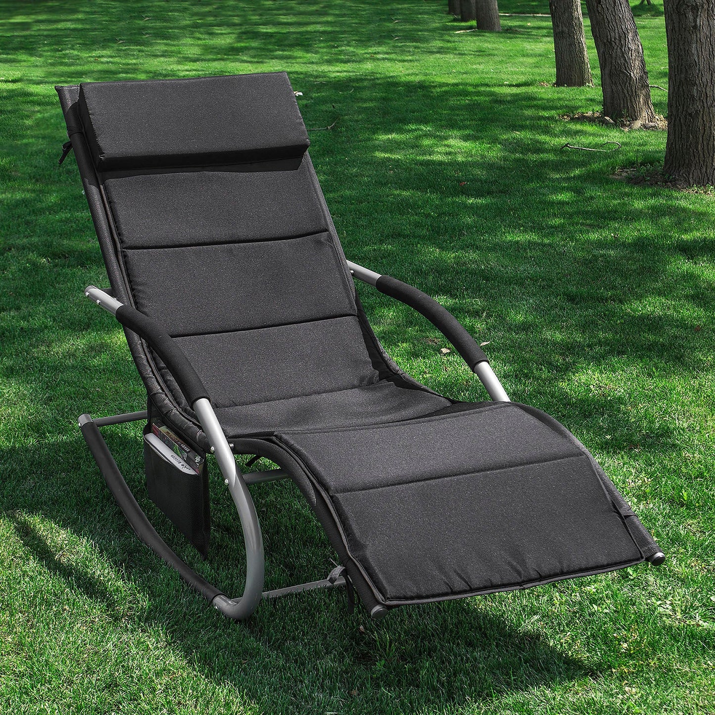 Sobuy Schaukelstuhl OGS28 - ergonomische Liege - 143×57×85 cm - schwarz