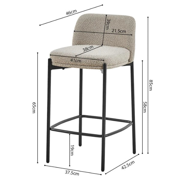 Rousseau Barhocker Ella - H85 x B37 x T42 cm - Grau