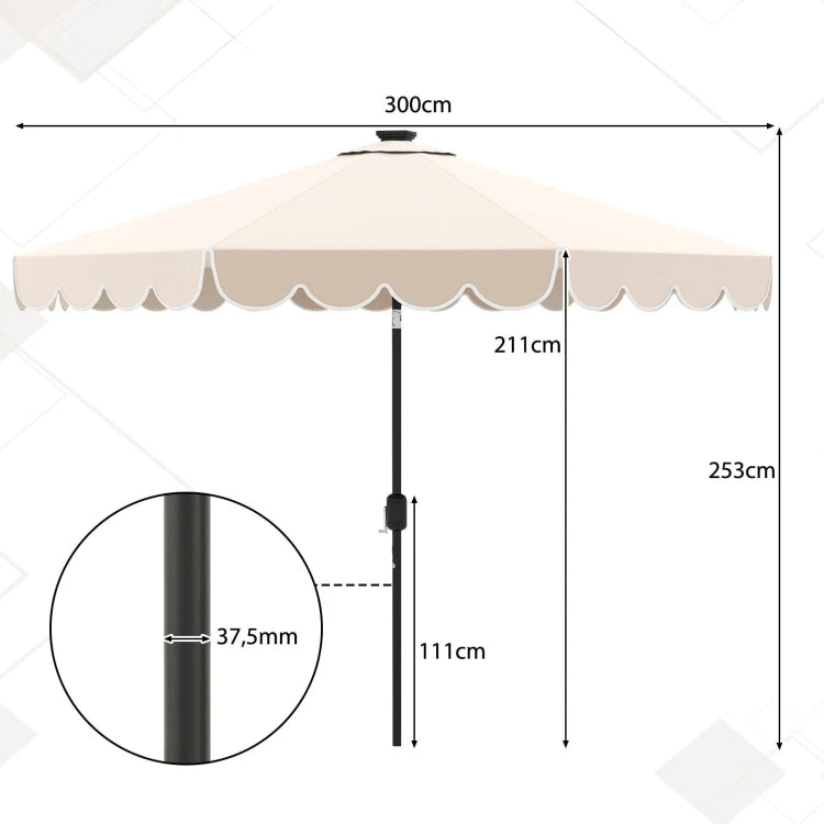 Coast Garden Parasol mit Solar LED - Kippbarer Sonnenschirm mit Pendel und 8 Rippen