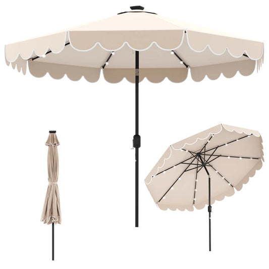 Coast Garden Parasol mit Solar LED - Kippbarer Sonnenschirm mit Pendel und 8 Rippen