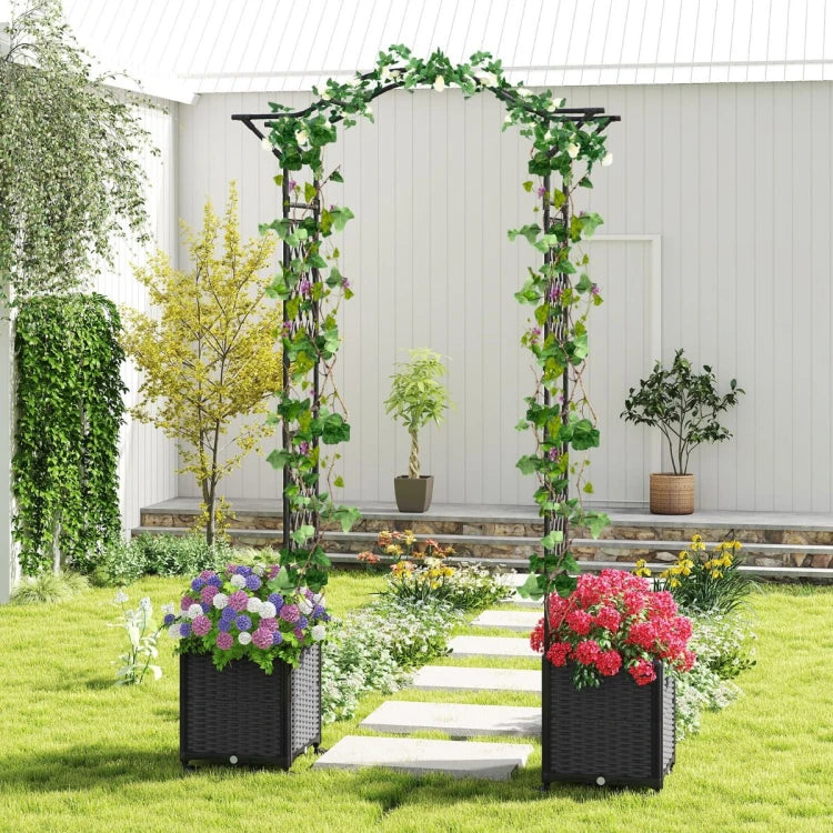 Coast Pergola - Klettergerüst - 2-in-1 - Pflanzgefäße - Selbstbewässerung - 208x40x250 cm - Grau