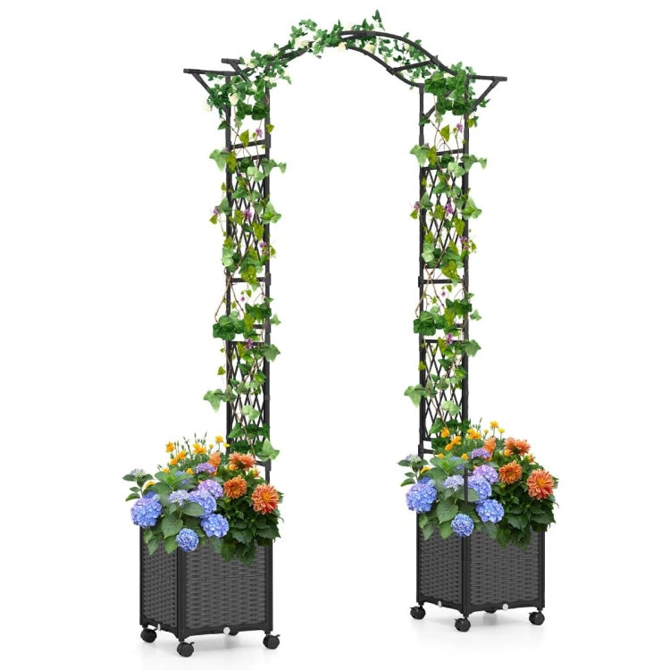 Coast Pergola - Klettergerüst - 2-in-1 - Pflanzgefäße - Selbstbewässerung - 208x40x250 cm - Grau