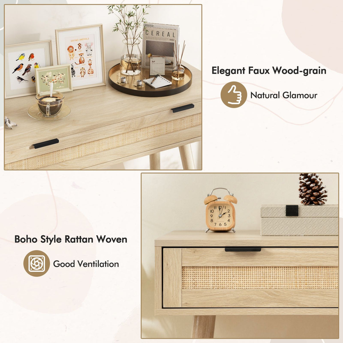 Coast Konsolentisch mit Schublade - Max. 60 kg - 88 x 40 x 77 cm - Naturlook
