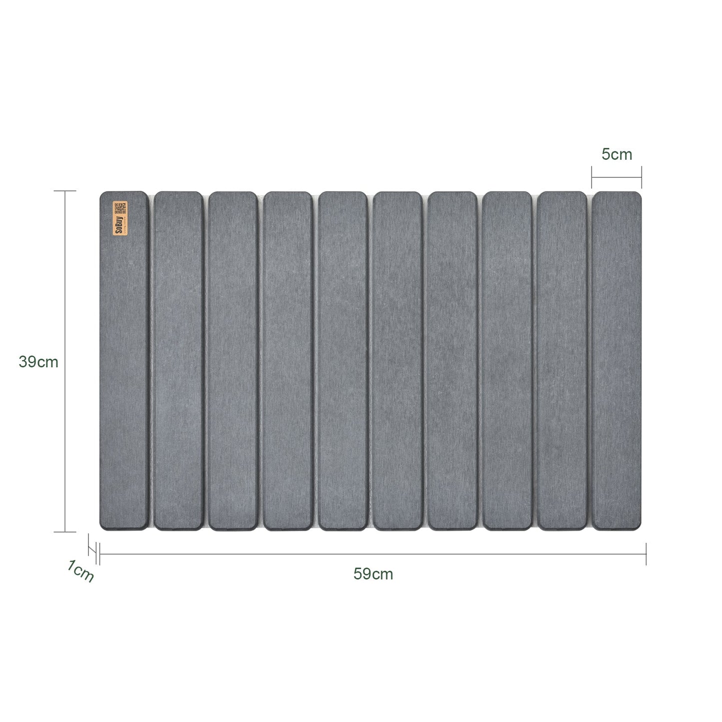 SoBuy Rutschfeste Kieselgur Badematte - 59 x 39 x 1 cm - Grau