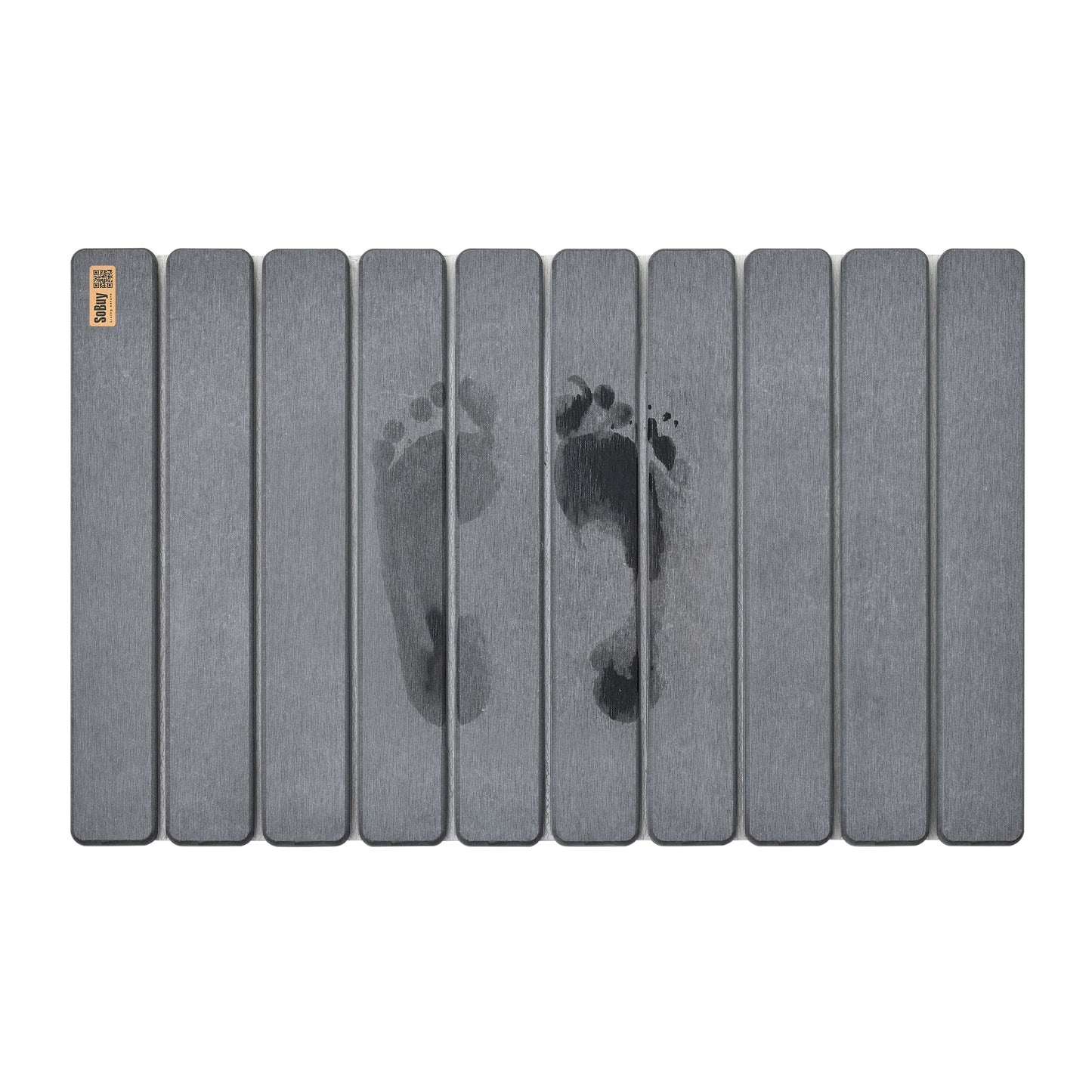 SoBuy Rutschfeste Kieselgur Badematte - 59 x 39 x 1 cm - Grau