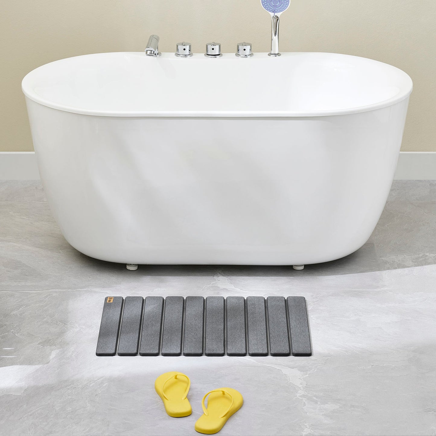 SoBuy Rutschfeste Kieselgur Badematte - 59 x 39 x 1 cm - Grau