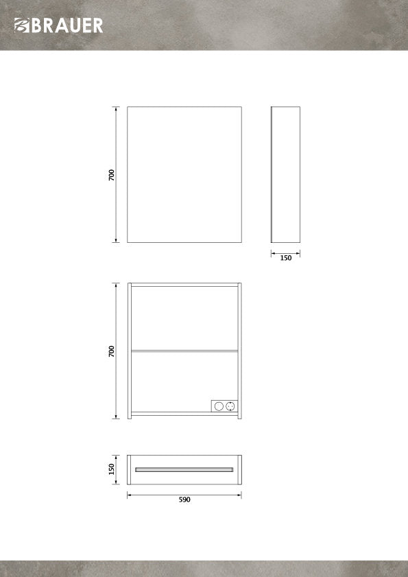 Brauer Dual 60 Spiegelschrank - 60 cm - schwarz - mit Beleuchtung und Doppelspiegel