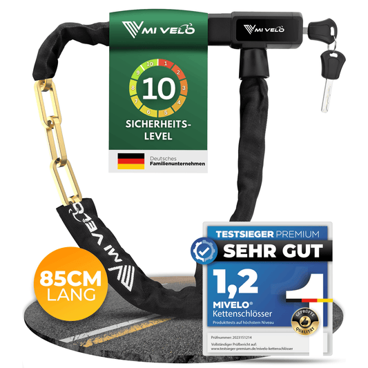 MIVELO Fahrradkette - Schlüsselschloss - 85 cm - Stahl - Schwarz