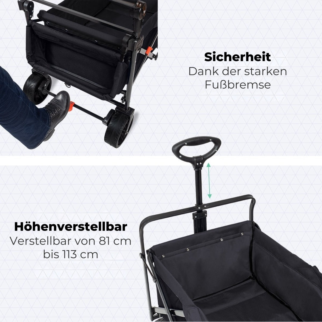 LifeGoods Wagen - Faltbar - Bis zu 120KG - 90L - Baschbares Polyester - 120x80cm - Schwarz