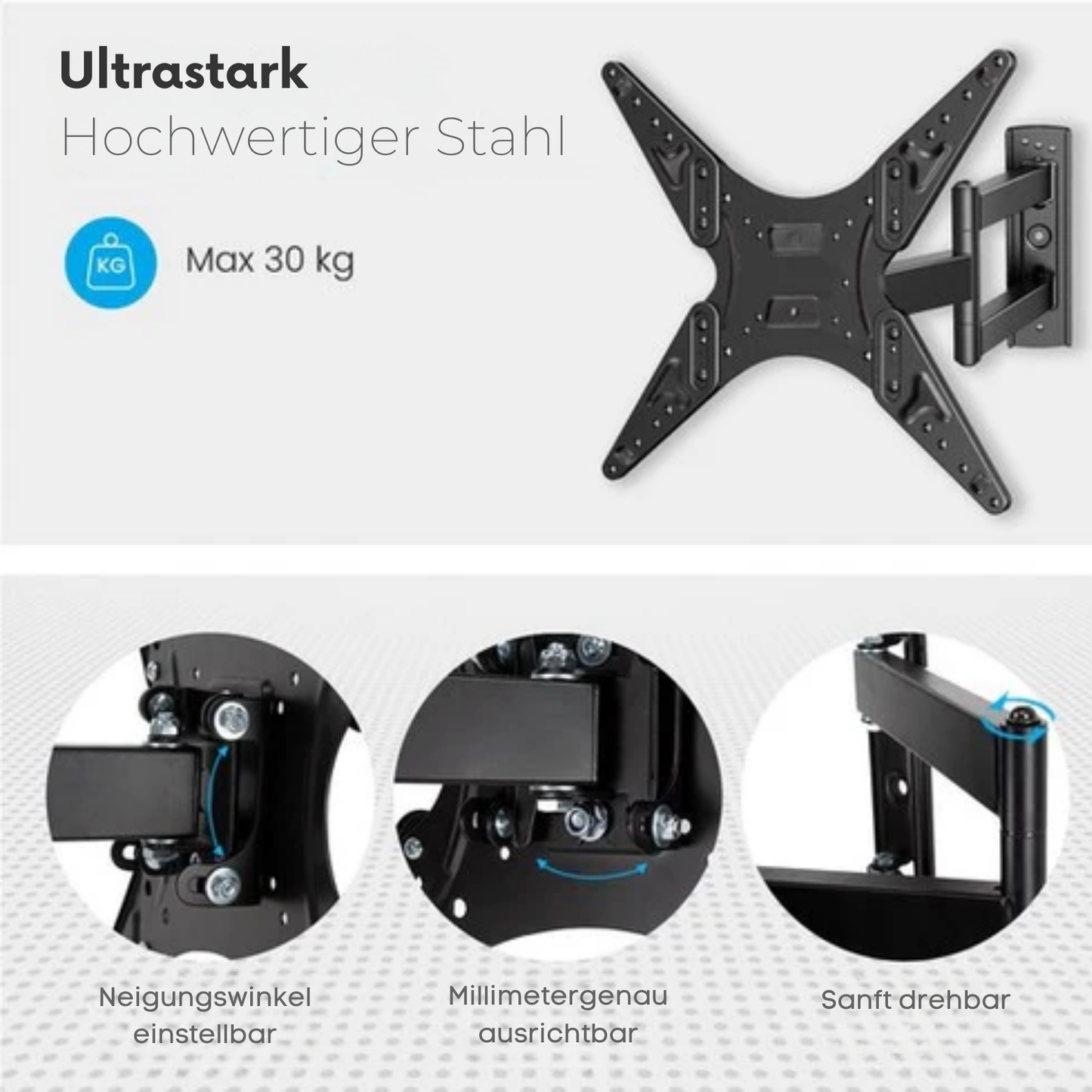 Auronic TV-Halterung - drehbar und neigbar - 26 bis 55 Zoll - bis zu 30 KG - Schwarz