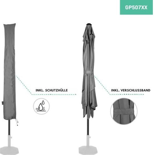 VONROC Premium Stick Sonnenschirm Rapallo - 200x300cm - Inkl. Schutzhülle - Rechteckig - Neigbar - UV-beständiges Tuch - Grau