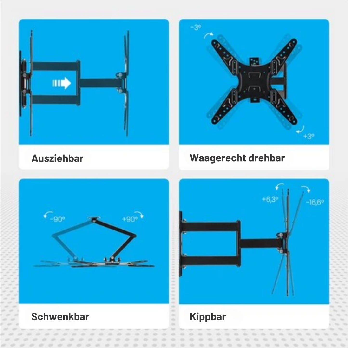 Auronic TV-Halterung - drehbar und neigbar - 26 bis 55 Zoll - bis zu 30 KG - Schwarz