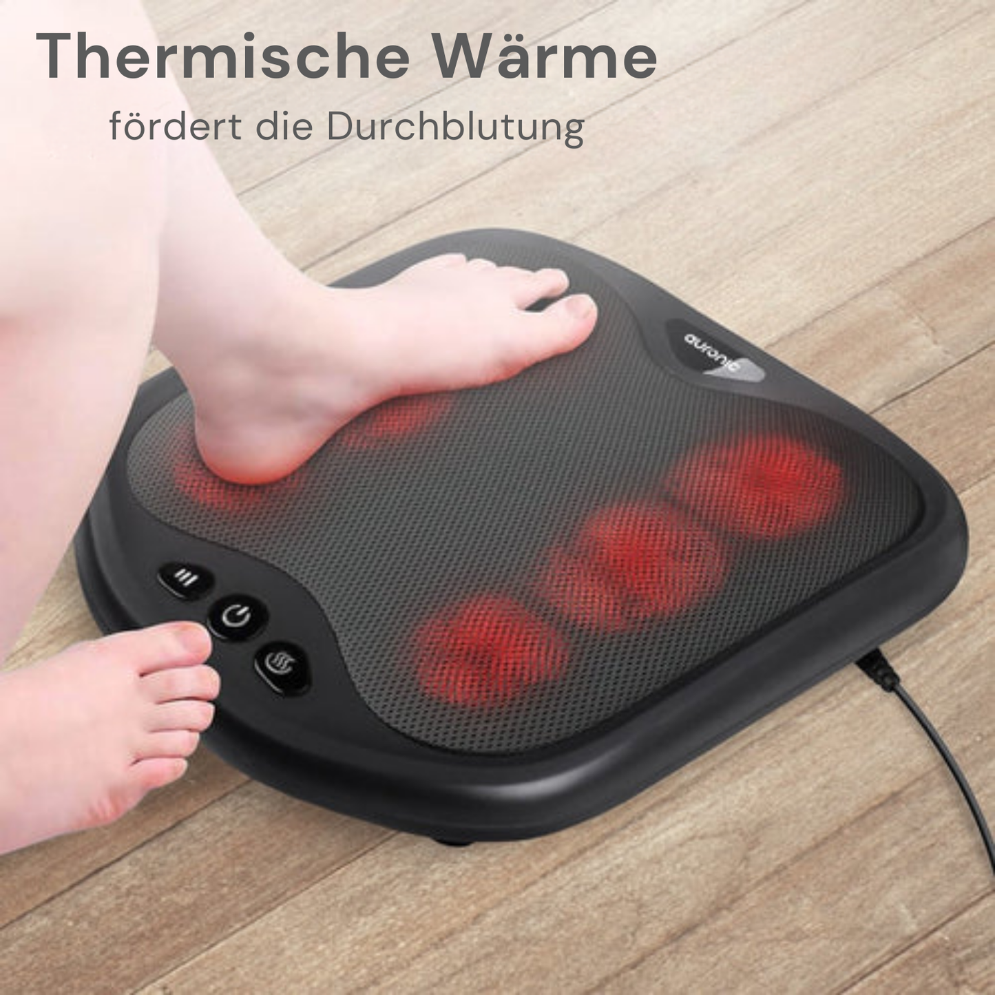 Auronic - Fußmassagegerät - 18 Shiatsu-Massageköpfe - Wärmefunktion - Schwarz