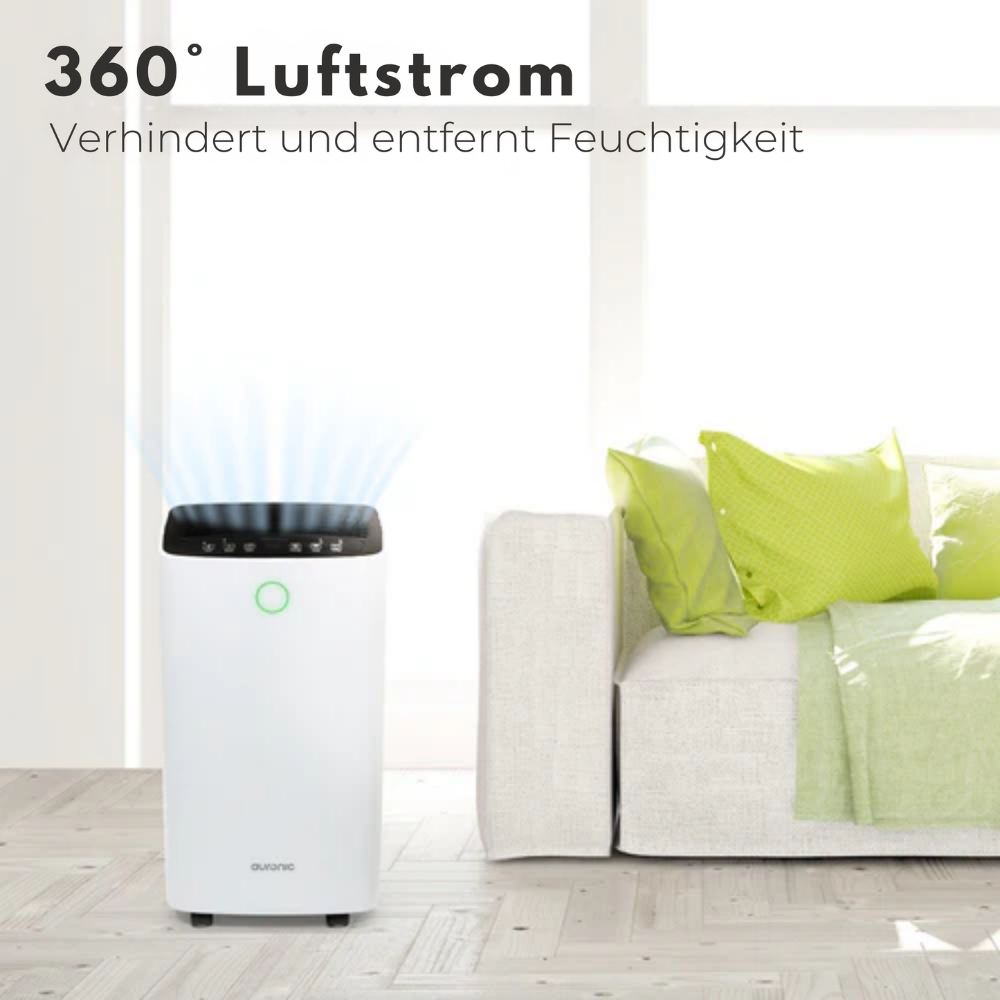 Auronic Luftentfeuchter - 12 Liter pro Tag - Wash-Dry-Funktion - 185 W - 30,5 x 26,5 x 52 cm - Weiß