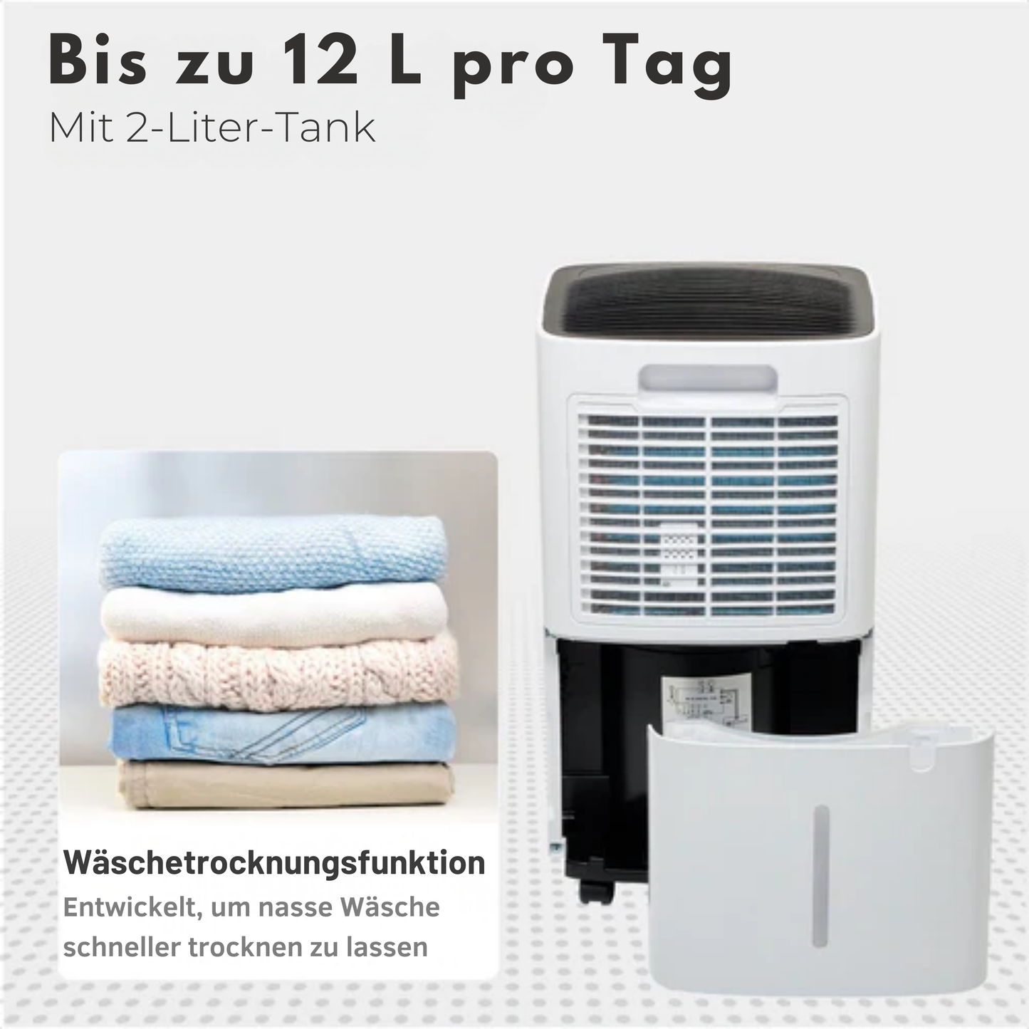 Auronic Luftentfeuchter - 12 Liter pro Tag - Wash-Dry-Funktion - 185 W - 30,5 x 26,5 x 52 cm - Weiß