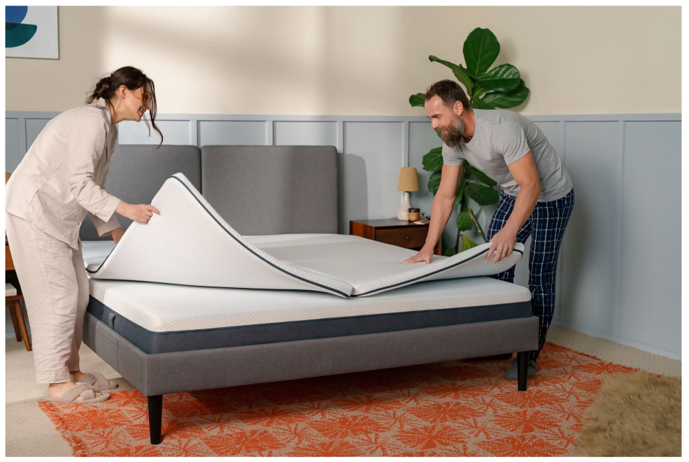 Emma Flip Topper - 180 x 200 x 5 cm - Reversible Design - Mit Airgocell-Schaumschicht und waschbarem Bezug - Für weichen oder festen Schlaf - Polyester - Weiß