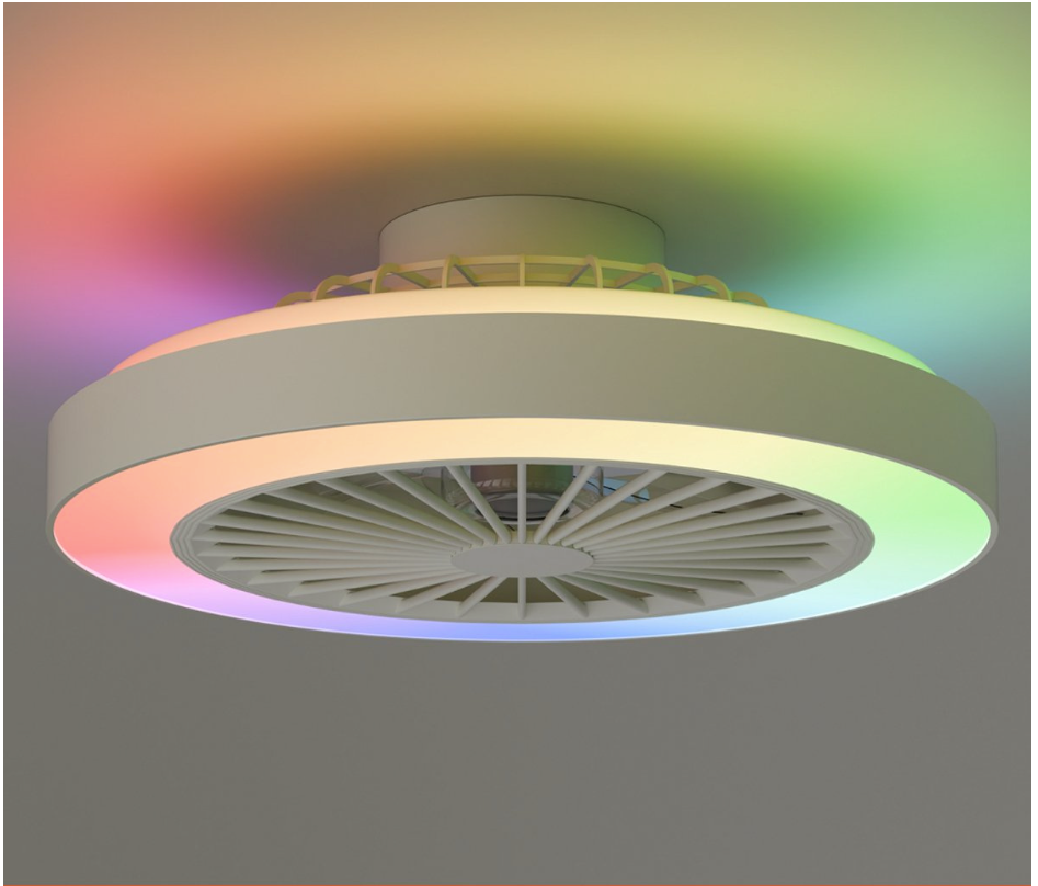 Nolt Deckenventilator mit RGB-Beleuchtung - Deckenlampe Ventilator - Deckenleuchte - LED RGBW - Tuya Wifi Smart - Fernbedienung - ⌀ 50cm - Weiß