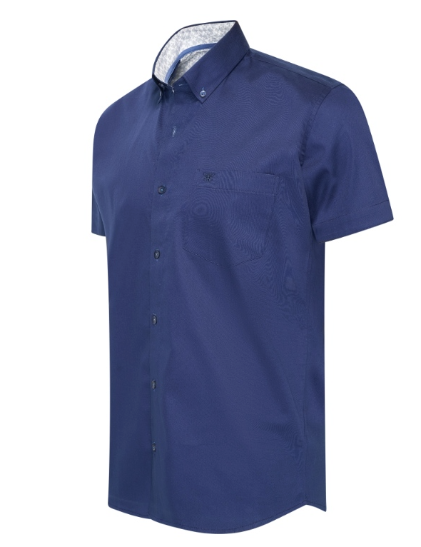 Cappuccino Italia - Herren Kurzarmhemd Uni - Navy - Größe XXL