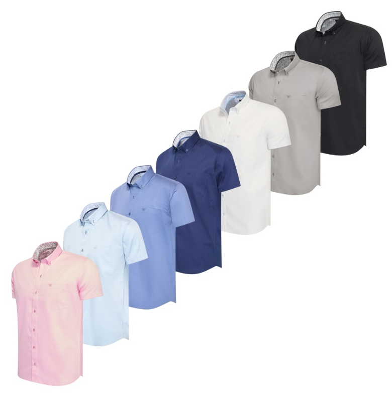 Cappuccino Italia - Herren Kurzarmhemd Uni - Navy - Größe XXL