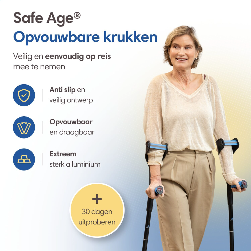 SafeLife® Geh und Ellenbogenstützen Set - 2 Stück - Höhenverstellbar - Ergonomisches Design - Stabil und leicht - Aluminium - Schwarz
