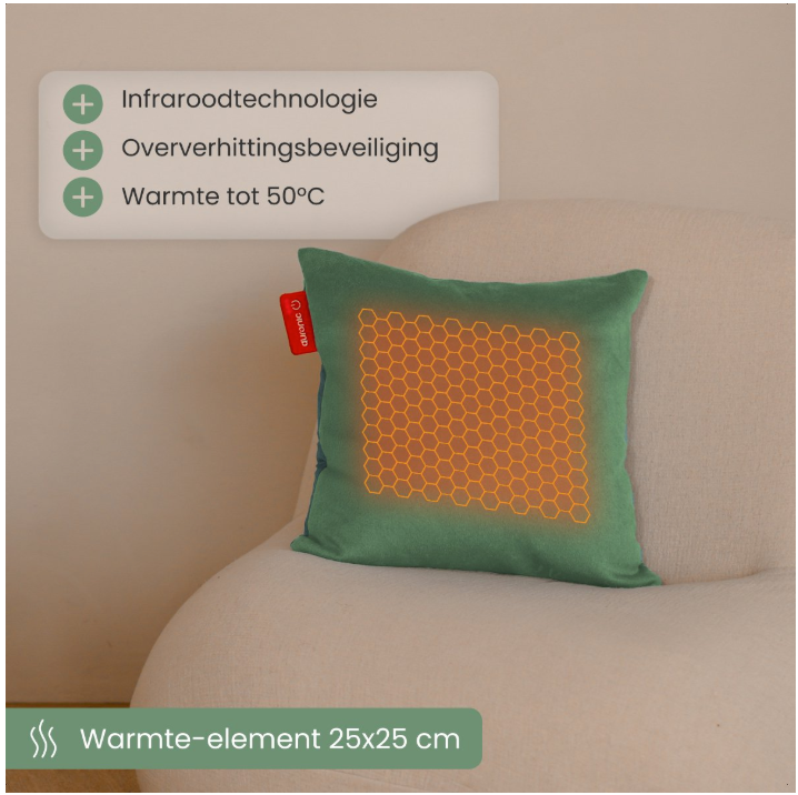 AURONIC - Elektrisches Kopfkissen - Classic 45x45 - Infrarot - Wärmekissen Pastellgrün