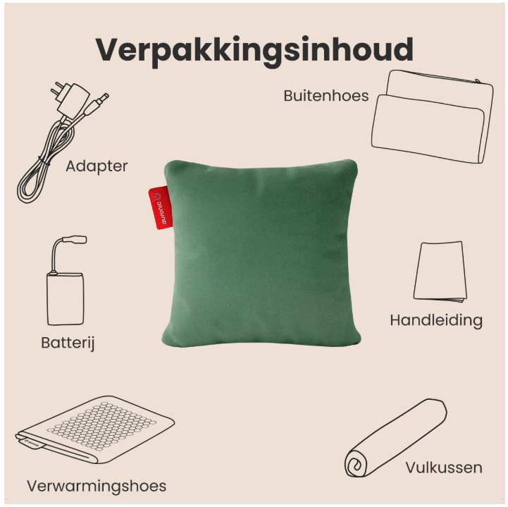 AURONIC - Elektrisches Kopfkissen - Classic 45x45 - Infrarot - Wärmekissen Pastellgrün