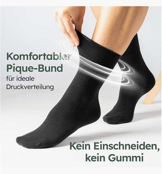 HELDENWERK - Gesundheitssocken & Diabetikersocken - 6 Paar - Schwarze Baumwolle - ohne Kragen & nahtlos - Größe 39-42 - Niederdruck & atmungsaktiv - Unisex