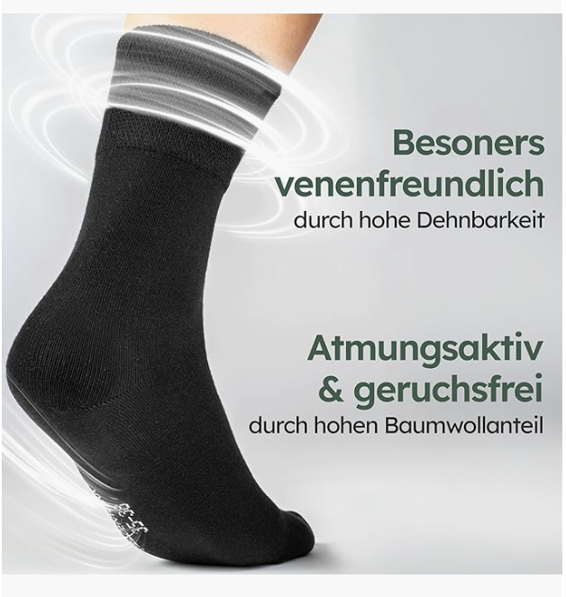 HELDENWERK - Gesundheitssocken & Diabetikersocken - 6 Paar - Schwarze Baumwolle - ohne Kragen & nahtlos - Größe 39-42 - Niederdruck & atmungsaktiv - Unisex