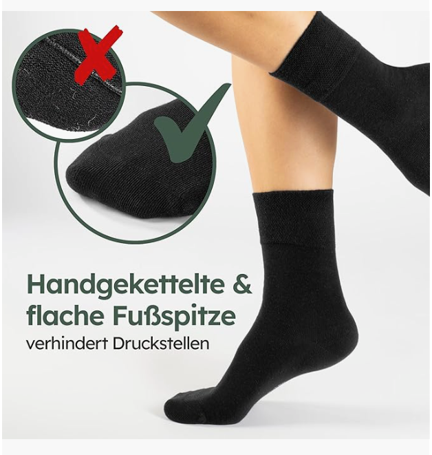 HELDENWERK - Gesundheitssocken & Diabetikersocken - 6 Paar - Schwarze Baumwolle - ohne Kragen & nahtlos - Größe 39-42 - Niederdruck & atmungsaktiv - Unisex