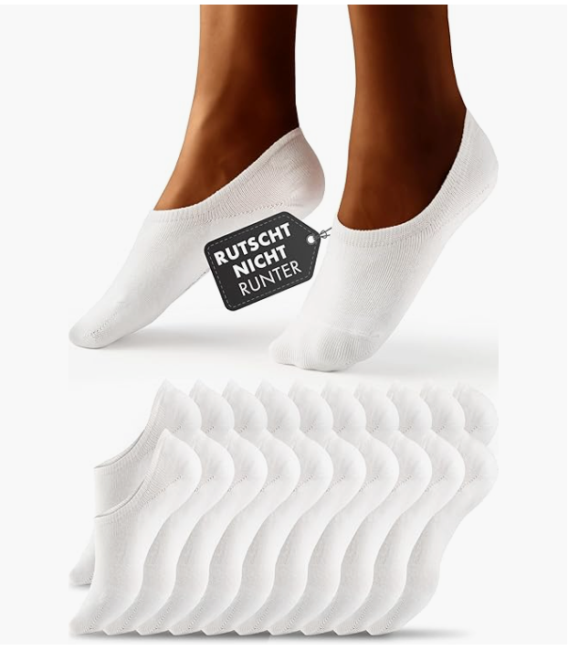 HELDENWERK - Knöchel- & Sneakersocken - 10 Paar - Weiße Baumwolle - Atmungsaktiv & nahtlos - Größe 47-50 - Anti-Rutsch & Extra Komfort - Unisex