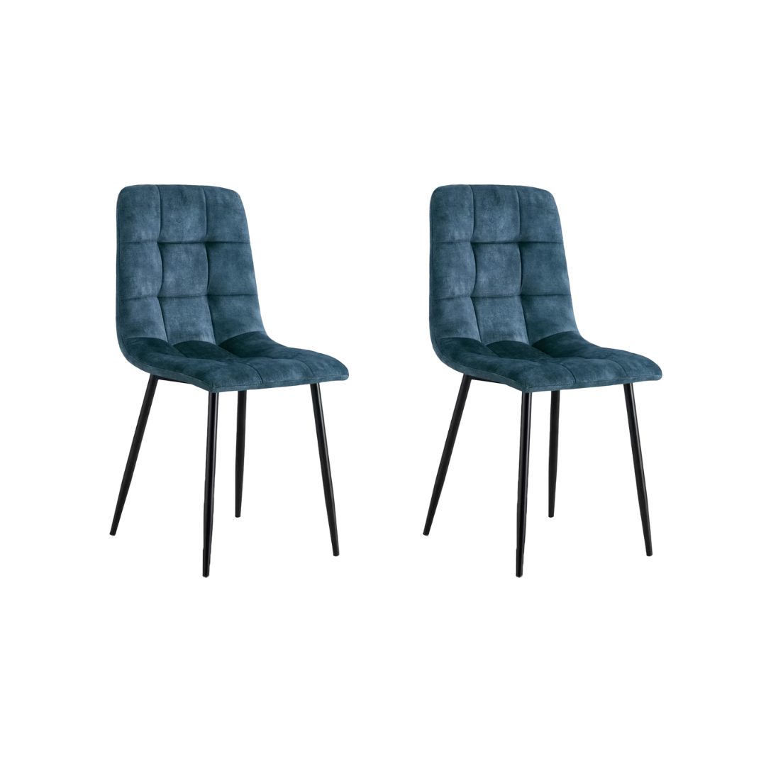 Multifurn - Yerevan Dining Chair - 2 Stück - Velvet Petrol & Metall - mit Armlehne & schwarzem Untergestell - 2er Set - Maximaler Komfort & luxuriöses Erscheinungsbild