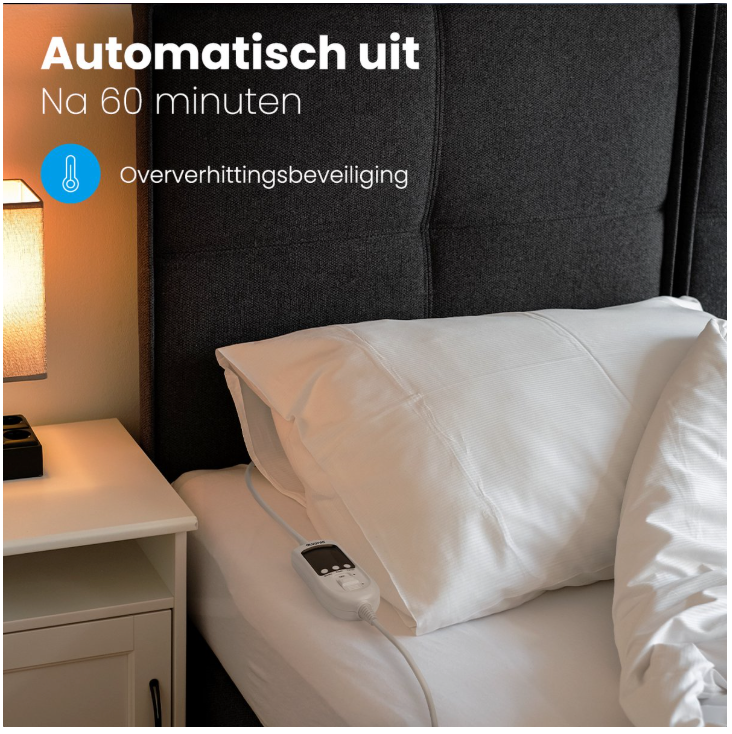 Auronic - Luxury Electric Blanket - 150x80 cm - Weißes Polyester - 9 Heizstufen & separat einstellbare Fußzone - Timer & Überhitzungsschutz - Waschbar