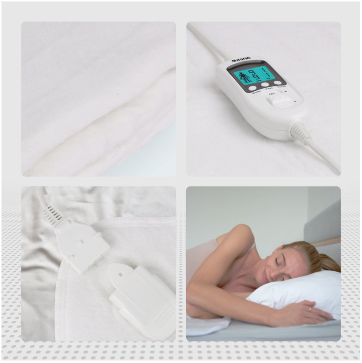 Auronic - Luxury Electric Blanket - 150x80 cm - Weißes Polyester - 9 Heizstufen & separat einstellbare Fußzone - Timer & Überhitzungsschutz - Waschbar