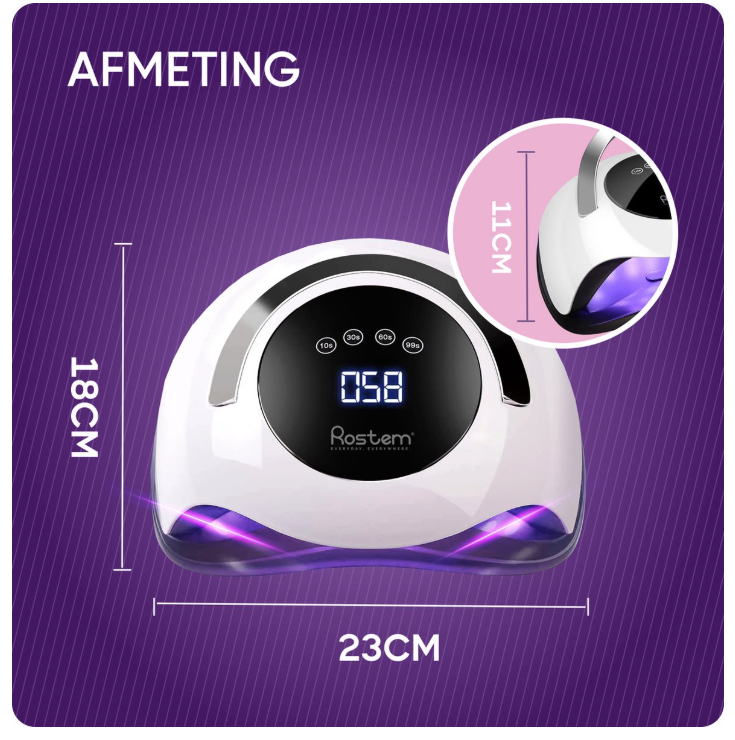 Rostem 120 Watt UV-LED-Nageltrockner - Nagellampe - perfekt gehärteter Nagelgel-Lack - LED-Lampe - langes Kabel - weiß